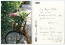 49537 - Fahrrad mit Blumen im Korb - alte Ansichtskarte