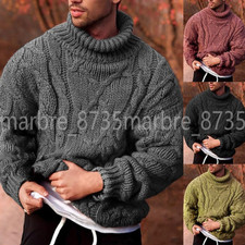 2025 Mode Herren Winterpullover warm Rollkragen Zopfstrick Freizeit Sweater