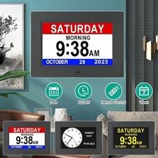 7" Digitale Wanduhr Datum Uhrzeit Tagesuhr Wecker LED Tischuhr mit Fernbedienung