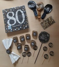  Tischdeko Set Servietten 80 er Geburtstag Luftballons Streu Picks handmade