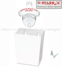 USA WANDFLASCHENÖFFNER & Metall Auffangbehälter für 50 Kronkorken STARR X Set 