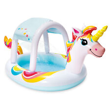 INTEX Planschbecken Kinder Einhorn Baby Pool mit Wassersprinkler 254x 132x 109cm