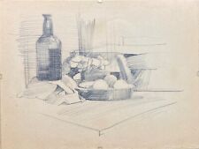 Zeichnung Stillleben mit Flasche und Stuhl Rolf Böhlig Hamburg