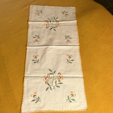 1 rechteckige Decke Handarbeit Blumen30 x 80 antik