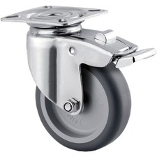 TENTE Lenkrolle Edelstahl Plattenbefestigung nachl. Totalfeststeller 75 mm 75 kg