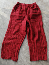 Weinrote Leinenhose Luxusmarke Windsor Gr. 38, Glanz wie Wildseide