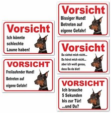 AdriLeo Schild - Vorsicht schwarzer Dobermann - Achtung Hund Wachhund