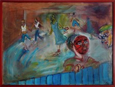 85x65 Original Naiv Konysheva Signed Spiderman Oil on Canvas Painting Ölgemälde