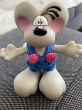 WIE NEU: DIDDL MAUS HARTPLASTIK KUNSTSTOFF GRAU BLAUE HOSE CA 12 CM