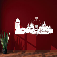 Wandtattoo Uhr KARLSSON Wanduhr Skyline Barcelona Spanien Spain town clock +396+