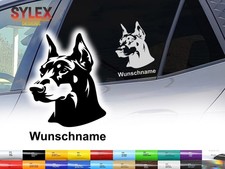 Dobermann Wunschtext Aufkleber 2xSticker Auto Hunde Tiere Namen Mehrere Größen