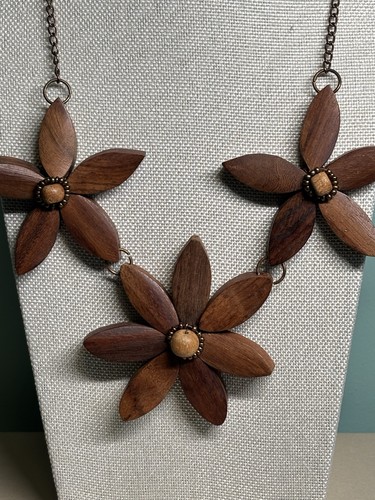 Holz kupfer blume halskette - holz, &