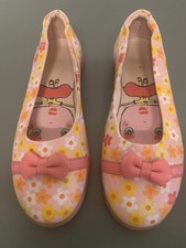 Oilily schöne Ballerinas rosa gelb weiß Gr. 35 Schleife Blumen orange