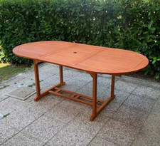 Großer Garten Esstisch ausziehbar rustikal Holz Terrasse 6 Sitzer oval Möbel