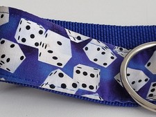 Designer Hundehalsband Halsband XL 45 - 75 cm Motiv : Würfel auf royal blau