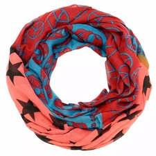 Schal Halstuch Totenkopf-Peace-Sterne Muster 5 Farben Loopschal Loop Rundschal