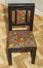 Alter Stuhl ? Dunkles Holz mit Polster Polsterstuhl Puppenstube MINIATUR Möbel