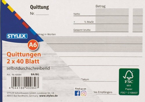 Stück quittungsblock - 10,