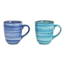 Tasse Becher aus Steingut blau