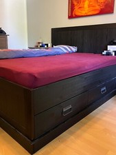 Möbel Bett Ikea Brimnes schwarz 180 x 200