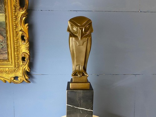 Bronze skulptur eule art - bronze,