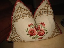 antikes Sofakissen Stickarbeit ca.40x50 cm mit Füllung 1950 Wolle/ Baumwolle