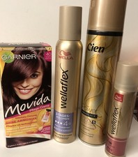 4 x Haarpflege, Tönung, Festiger, Haarlack und Haarspray, Beschreibung lesen