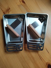 2 x BBQ Grillpfannen / Grillplatten aus Edelstahl mit Holzgriff