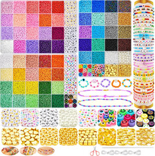 24395 St. Perlen Set zum Auffädeln Armbänder Glasperlen 3mm, 60 Farbe+Dekoration