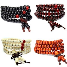 52CM HOLZ BUDDHA ARMBAND KETTE SANDELHOLZ ROSENKRANZ GEBETSKETTE BUDDHISTISCHE