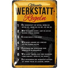Retro blechschild werkstatt - retro,