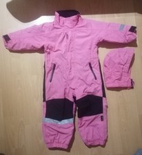 H&M Schneeanzug Skianzug Schneeoverall Mädchen mit Kapuze rosa-schwarz Größe 86 