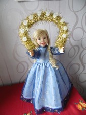 Lichterpuppe elektr. beleuchtet groß Christkind Bornkindl  blau/gold  Erzgeb.