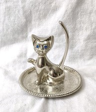 Versilberter Ringhalter Katze Deko Ringe Geschenk Dekorative Schmuckablage