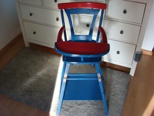 Streng Hochstuhl Vintage Kinder Baby Tisch Kombi Ess Fütterungs Stuhl Holz Blau