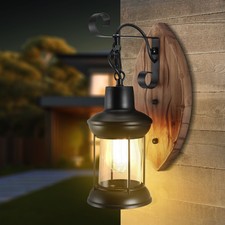 Retro Antik Vintage Industriell Holz Wandleuchte Wand Lampe Wandleuchter Licht