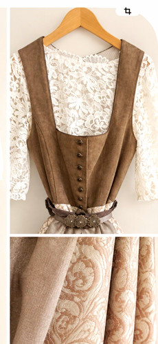 Damen dirndl braun weiß mit - damen,