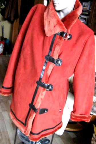 Lammfellmantel orange 42 - lammfellmantel,
