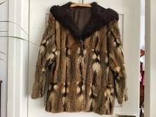 Damen Pelzjacke Hamster, Gr. 42/44, mit Kapuze und zwei Taschen, Vintage