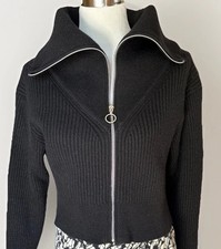 Marc O‘Polo Pullover Gr. 36 S Schwarz Wolle Strickjacke kurz großer Kragen