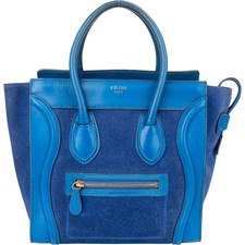 Céline Blue Leather Luggage Handbag Tasche