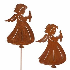 Weihnachtsdeko Engel Figur als Hängedeko / Gartenstecker Rost Deko Weihnachten