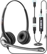 Wantek Pc-Headset Mit Mikrofon,Usb/3,5-Mm/Type-C-Anschluss 3 In-1 USB Headset, K