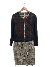 MARC CAIN Strick Twin Set Damen Twin Set Gr. DE 38 weiß-rot-schwarz Casual-Look