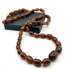 Echte Bernstein Halskette Honig Cognac oval poliert Natur Amber Schmuck