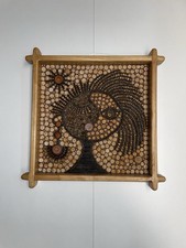 Wandbild Holz . Kunstwerk aus kleinen Holzscheiben 34,5x34,5cm