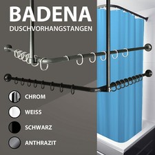 DUSCH VORHANGSTANGE U-förmig L-förmig INKL.RINGE WEISS/CHROM/SCHWARZ/ANTHRAZIT