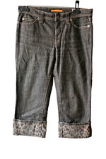 Jeans antrazit MAC Gr. 40/21 Gr. M 3/4 Damen Hose leopard Carrie Turn up print
