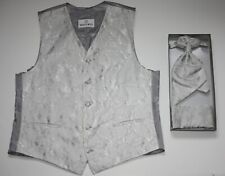WILVORST Hochzeitsweste, Schmuckweste + Plastron + Einstecktuch, silber - Gr. 50