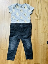 2er Set Baby Kurzarmbody mit Legging Baby Body Sommer T-Shirt Gr.80